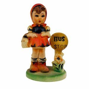 Vintage Bus Stop Girl Figurine Celluloid Plastic